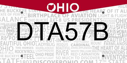 DTA57B Ohio License Plate