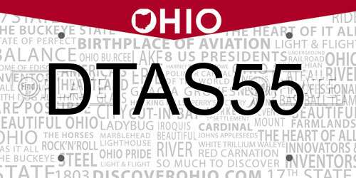 DTAS55 Ohio License Plate
