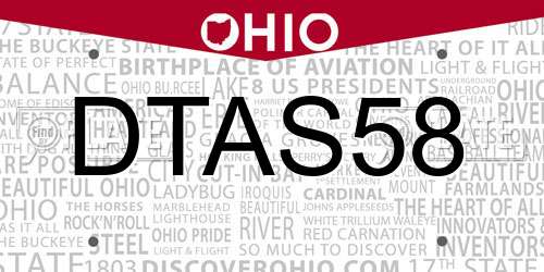 DTAS58 Ohio License Plate