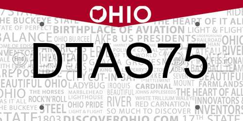 DTAS75 Ohio License Plate