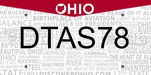 DTAS78 Ohio License Plate