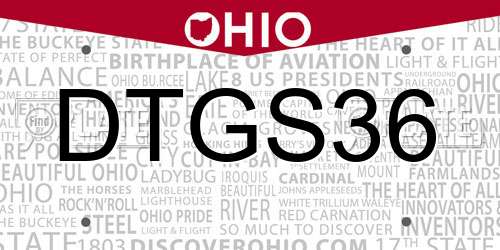 DTGS36 Ohio License Plate