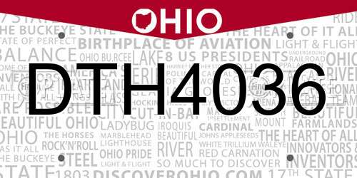 DTH4036 Ohio License Plate
