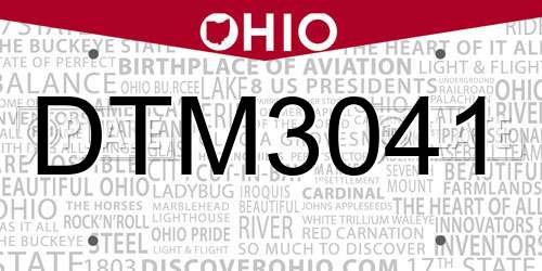 DTM3041 Ohio License Plate