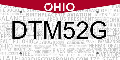 DTM52G Ohio License Plate