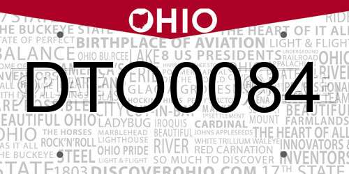 DTO0084 Ohio License Plate