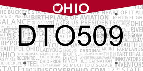 DTO509 Ohio License Plate