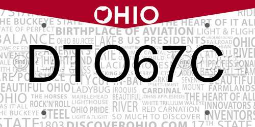 DTO67C Ohio License Plate