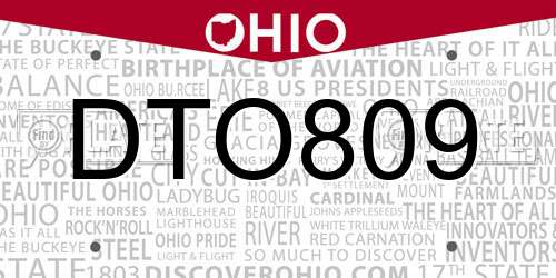 DTO809 Ohio License Plate