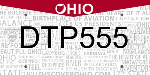 DTP555 Ohio License Plate