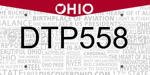 DTP558 Ohio License Plate
