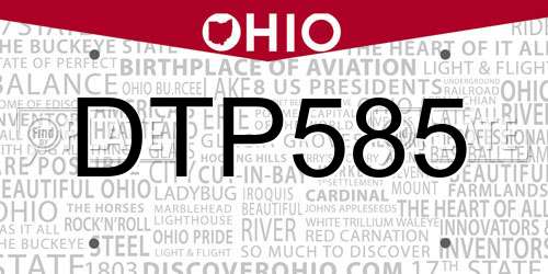 DTP585 Ohio License Plate