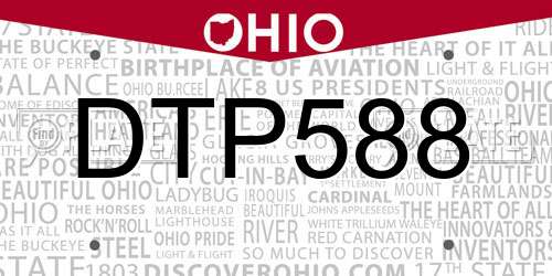 DTP588 Ohio License Plate