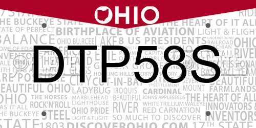 DTP58S Ohio License Plate