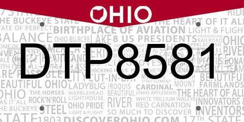 DTP8581 Ohio License Plate