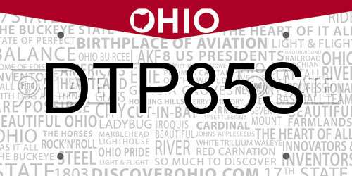 DTP85S Ohio License Plate