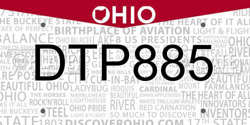 DTP885 Ohio License Plate