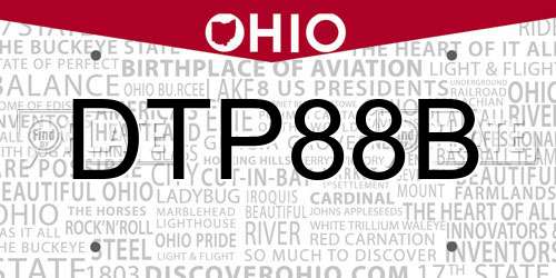 DTP88B Ohio License Plate