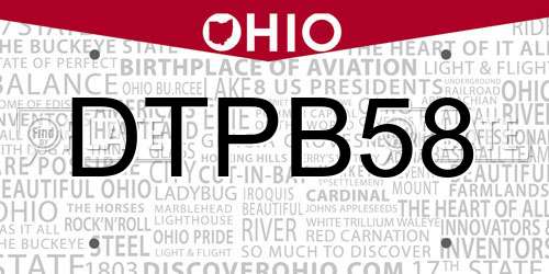 DTPB58 Ohio License Plate