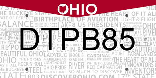 DTPB85 Ohio License Plate