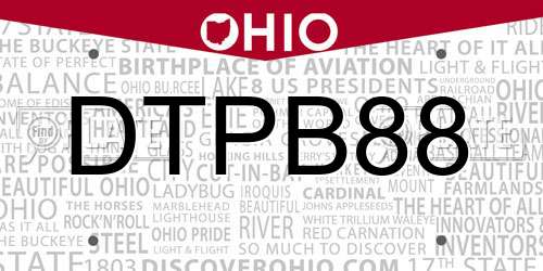 DTPB88 Ohio License Plate