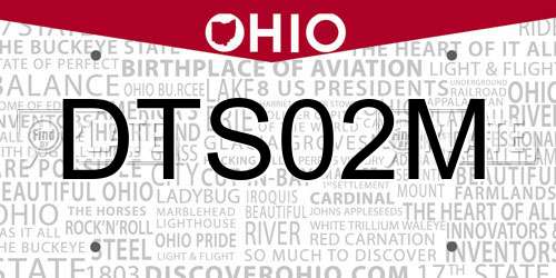 DTS02M Ohio License Plate