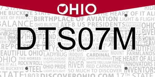 DTS07M Ohio License Plate
