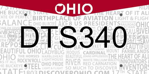 DTS340 Ohio License Plate
