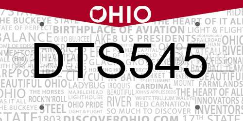 DTS545 Ohio License Plate