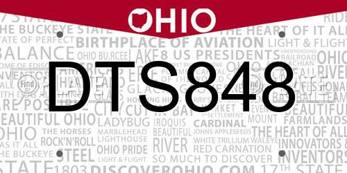 DTS848 Ohio License Plate