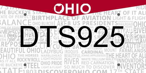 DTS925 Ohio License Plate