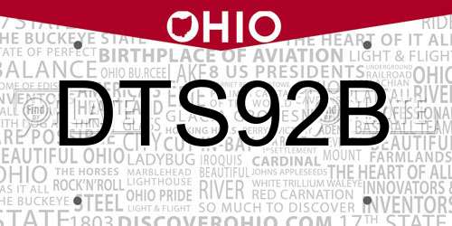 DTS92B Ohio License Plate