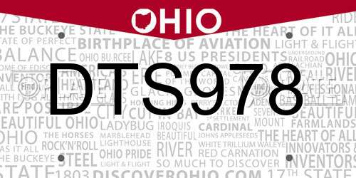 DTS978 Ohio License Plate