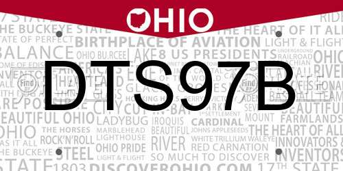 DTS97B Ohio License Plate