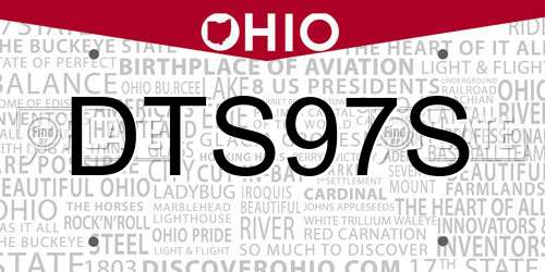DTS97S Ohio License Plate