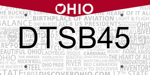 DTSB45 Ohio License Plate
