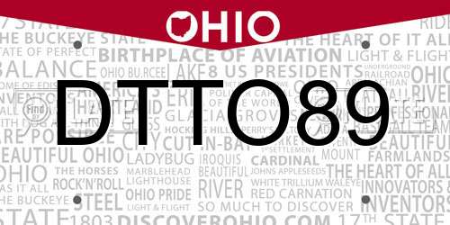 DTTO89 Ohio License Plate