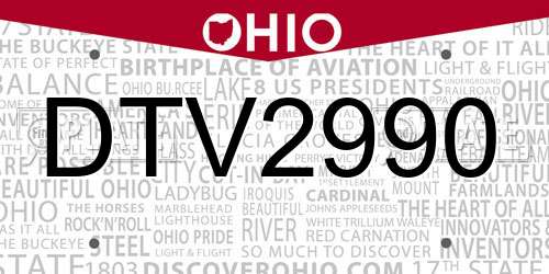 DTV2990 Ohio License Plate