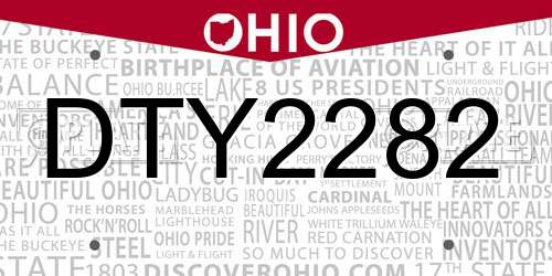 DTY2282 Ohio License Plate