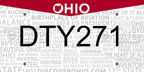 DTY271 Ohio License Plate