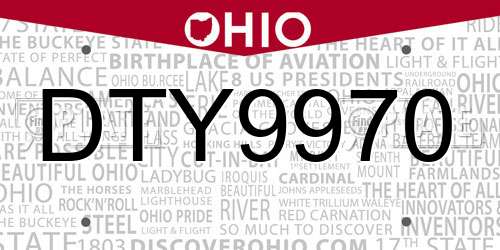 DTY9970 Ohio License Plate