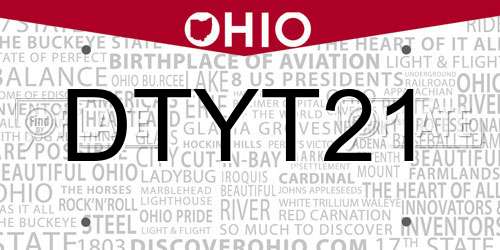 DTYT21 Ohio License Plate