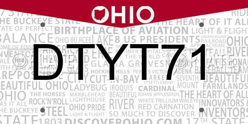 DTYT71 Ohio License Plate