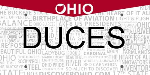 DUCES Ohio License Plate