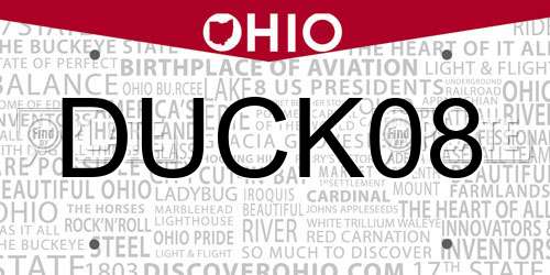 DUCK08 Ohio License Plate
