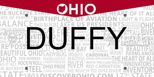 DUFFY Ohio License Plate