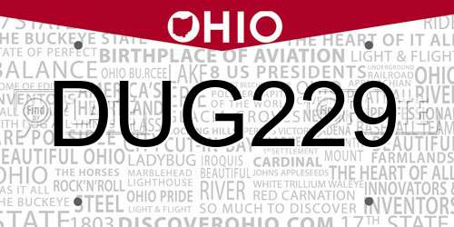 DUG229 Ohio License Plate