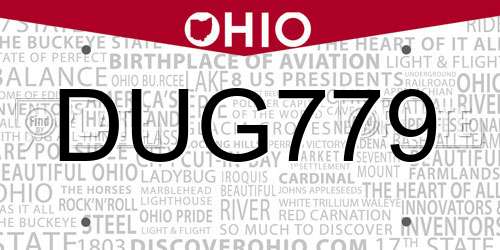 DUG779 Ohio License Plate