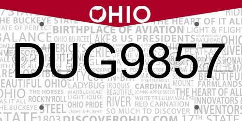 DUG9857 Ohio License Plate