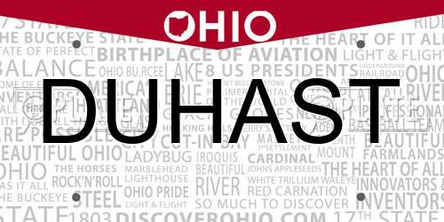 DUHAST Ohio License Plate